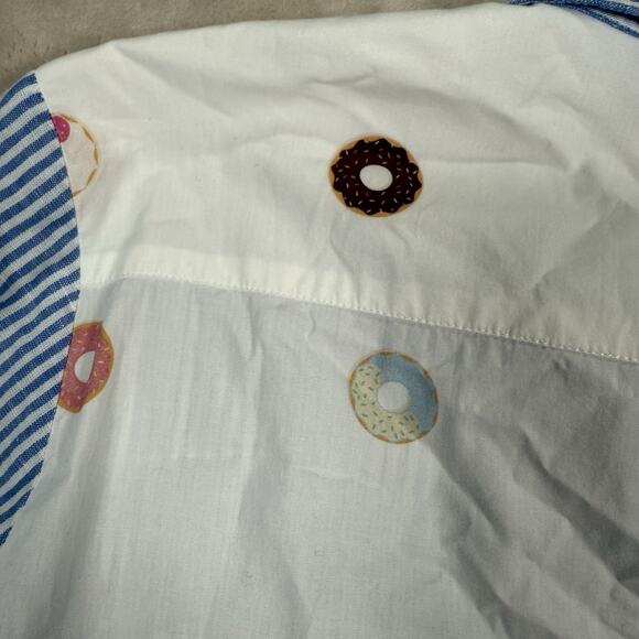 VILAGALLO Striped Button Shirt Women’s Size 40 US Large Blue White Donuts Sequin - Picture 5 of 7